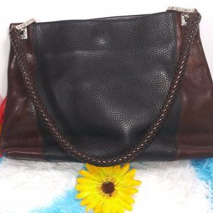✅  BRIGHTON  Black/Brown Leather Shoulder Handbag